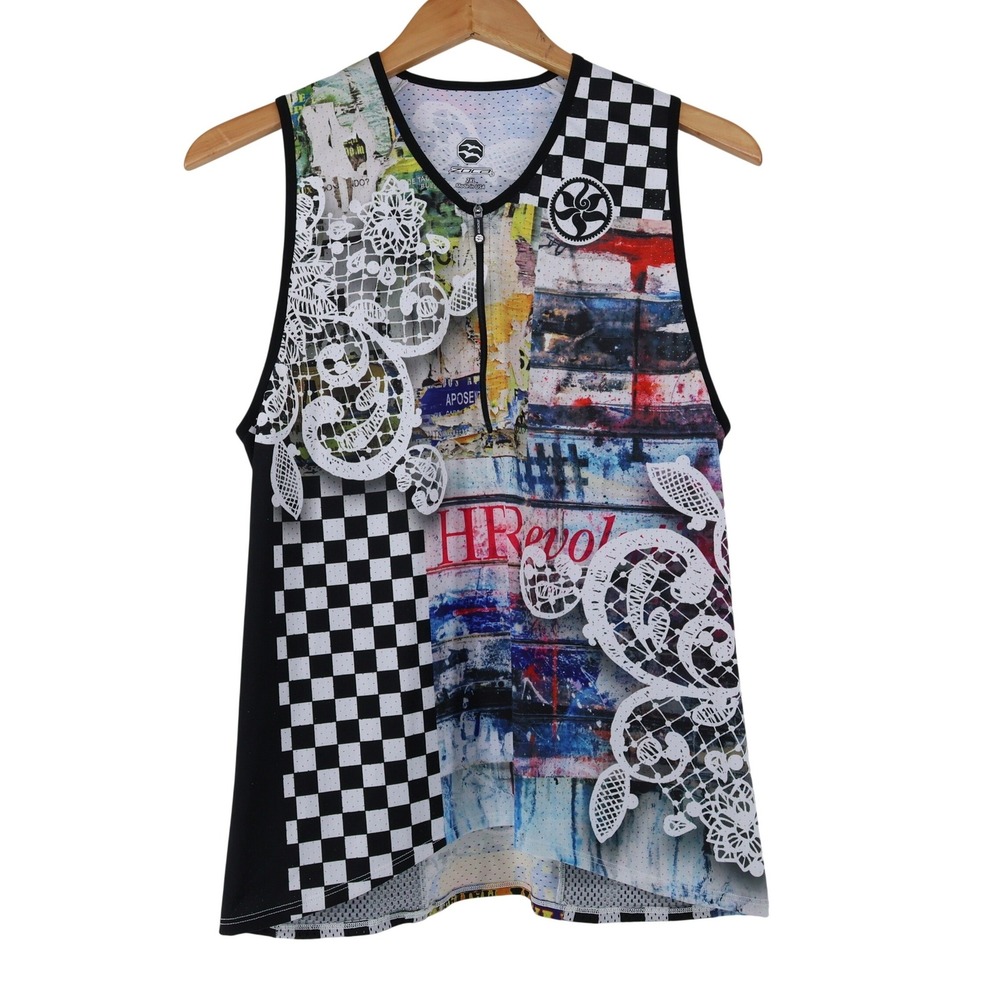 Zoca Womens Triathlon Top XXL Multicolor Graphic Tank Jersey